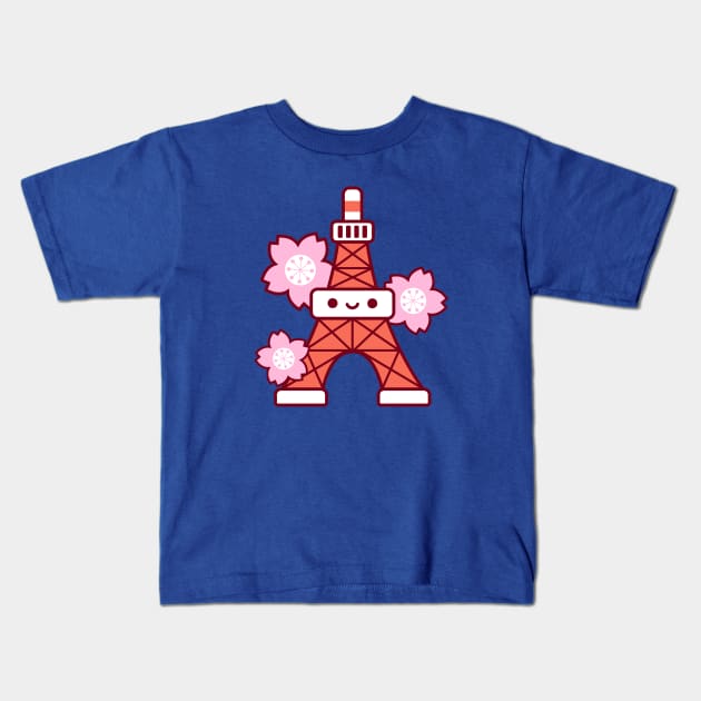 Tokyo Tower Kawaii Kids T-Shirt by kudasai